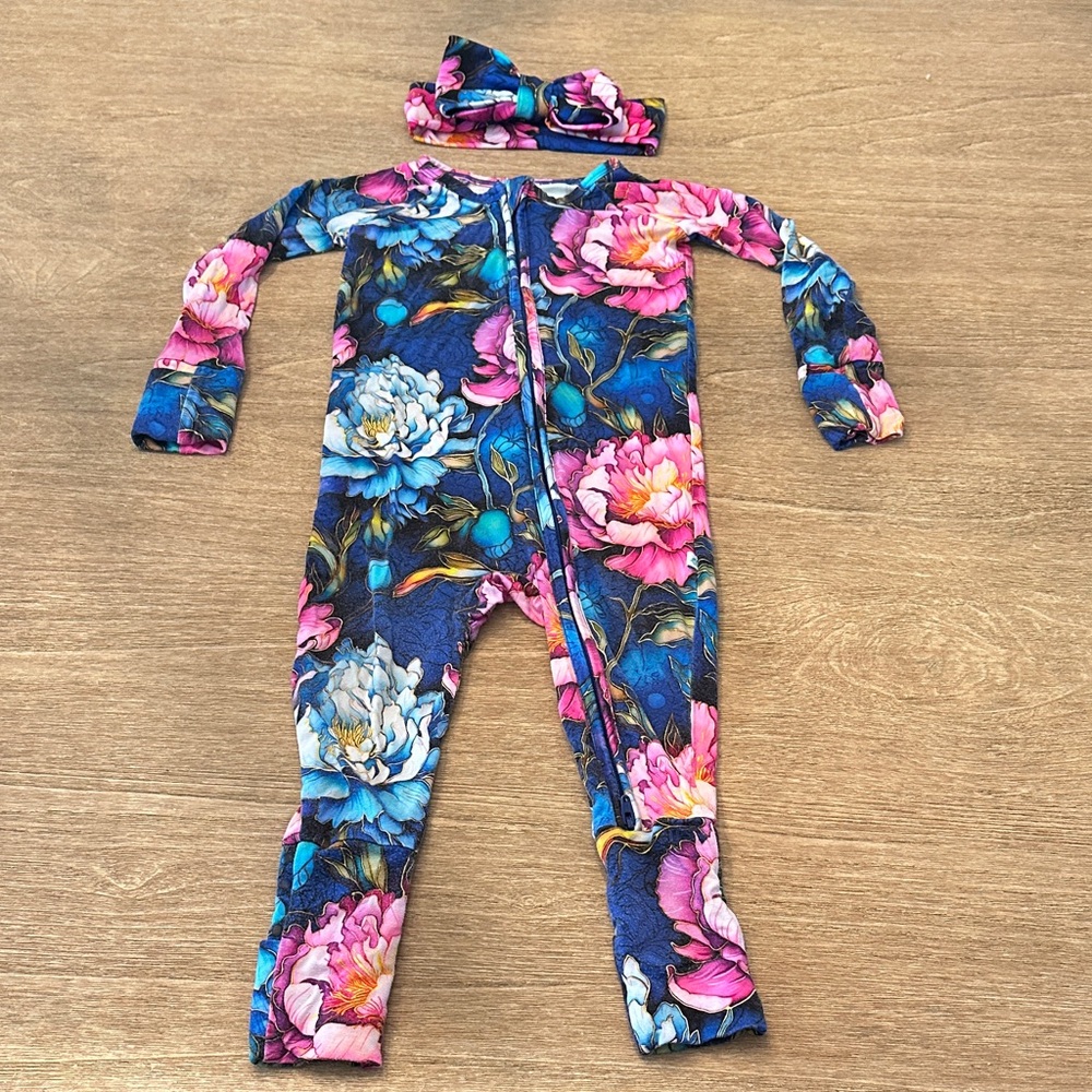Big Dreams Little Jammies Bamboo Romper & Bow